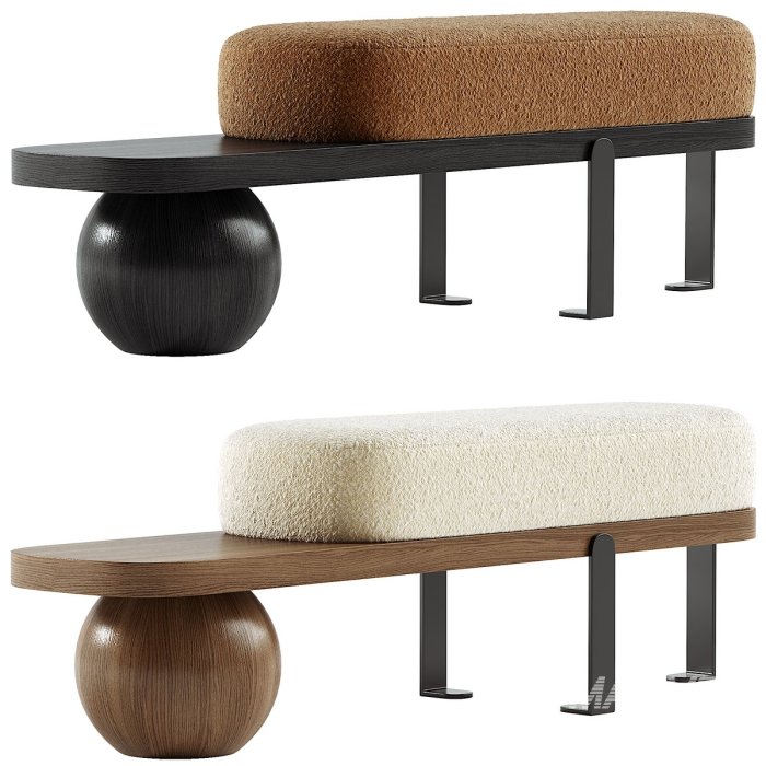 Solid Color Modern Upholstered Entryway Bench 3d model Download Maxve