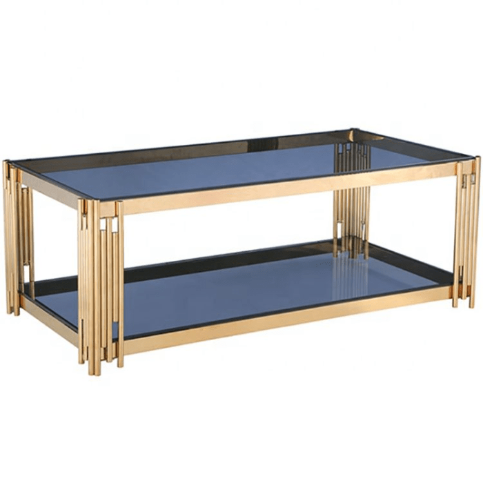 Contemporary Modern Glass Top Metal Coffee Table | EBTH