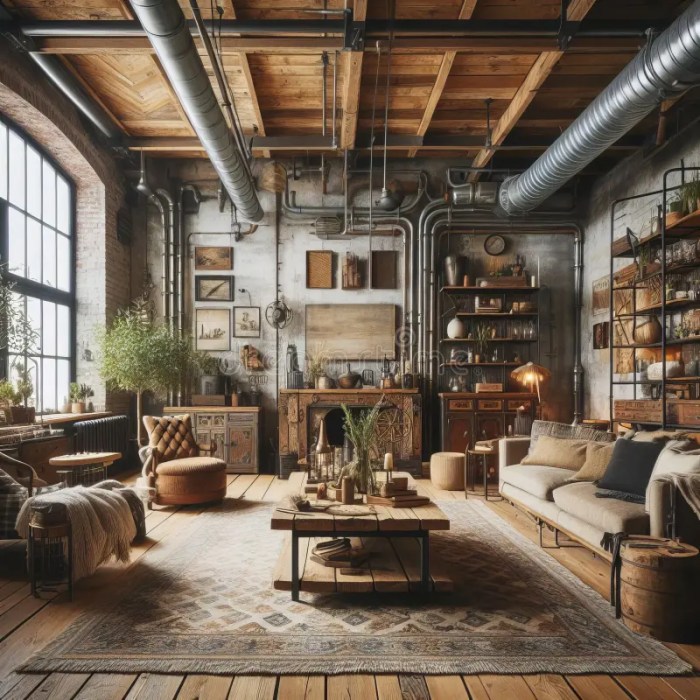 Industrial loft furniture with rustic touch